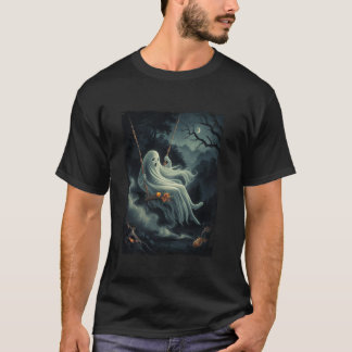 Vintage Floral Ghost On The Swing In Forest Hallow T-Shirt