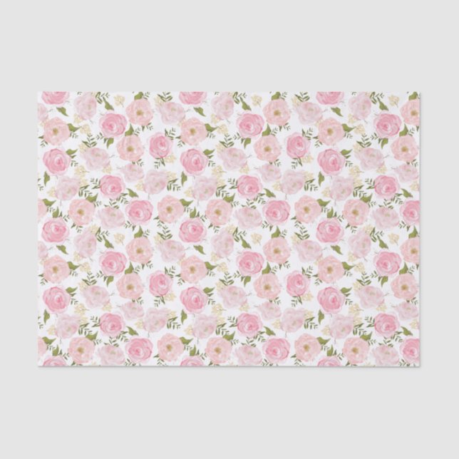 Vintage Floral Girly Flowers Tissue Paper (Front)