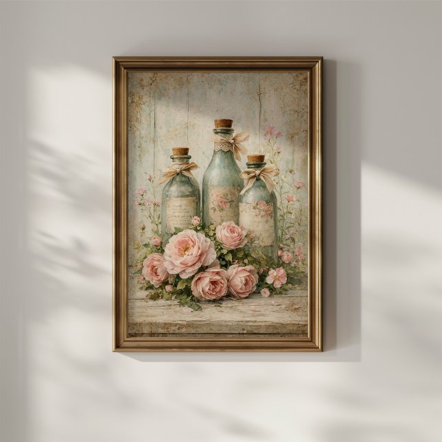 Vintage Floral Glass Bottles Poster (Creator Uploaded)