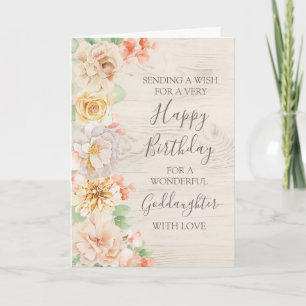 Vintage Floral Goddaughter Happy Birthday Card