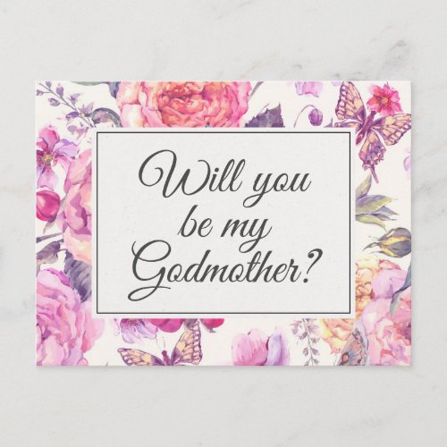 Vintage Floral Godmother Proposal Card