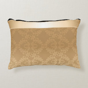 Vintage,floral,gold,damask,black,ribbon,pattern, Decorative Pillow