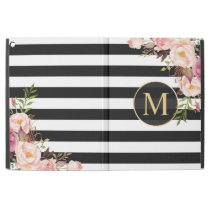 Vintage Floral Gold Girly Black White Stripes iPad Pro 12.9" Case Vintage Floral Gold Girly Black White Stripes iPad Pro 12.9" Case