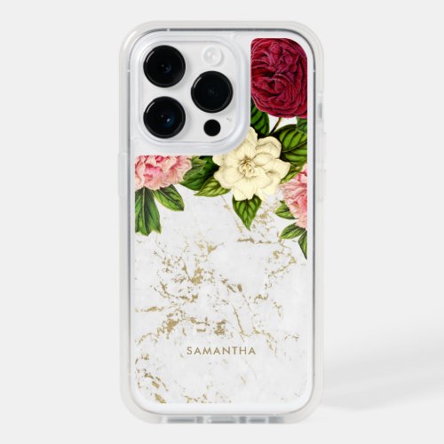 Vintage Floral Gold Marble Custom OtterBox iPhone 14 Pro Case