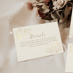 Vintage Floral Gold Wedding Enclosure Card
