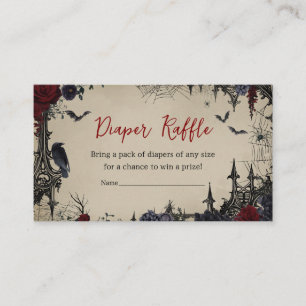 Vintage Floral Gothic Baby Shower Diaper Raffle Enclosure Card