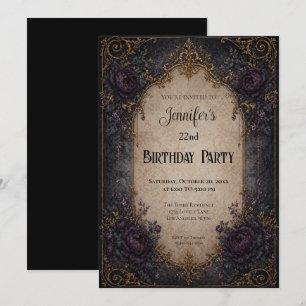 Vintage Floral Gothic Birthday Invitation
