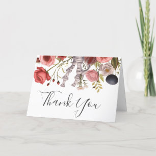 Vintage Floral Gothic Boho Anatomical Heart Letterpress Thank You Card
