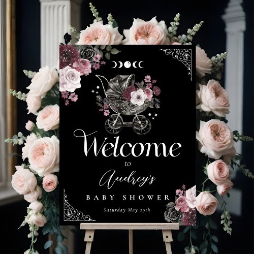 Vintage Floral Gothic Stroller Baby Shower Welcome Foam Board