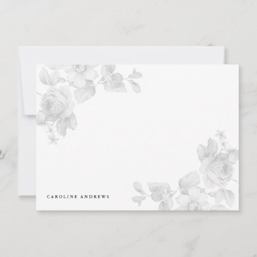 Vintage Floral Gray Note Card