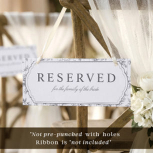 Vintage Floral Gray Reserved Hanging Chair Sign