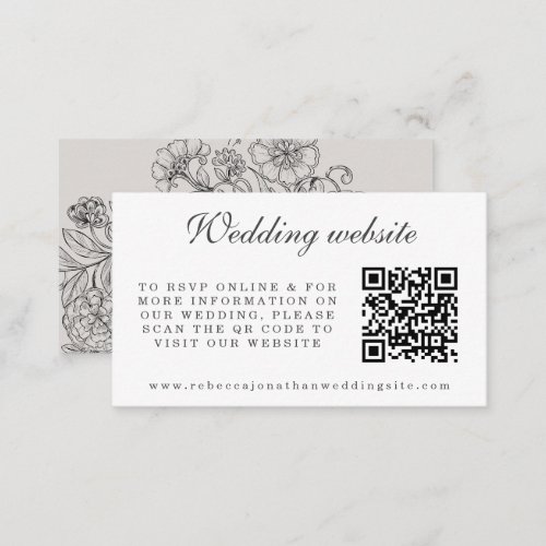 Vintage Floral Gray Wedding Website Enclosure Card