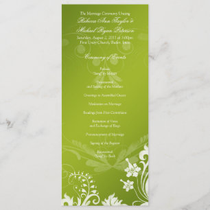 Vintage Floral Green and White Wedding Program