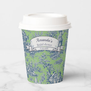 Vintage floral green blue toile de jouy shower paper cups