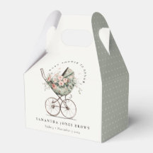 Vintage Floral Green Blush Stroller Baby Shower