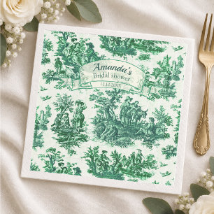 Vintage floral green toile jouy Bridal shower, Napkins