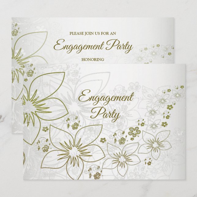 Vintage Floral Greenery Elegant Engagement Party Invitation (Front/Back)