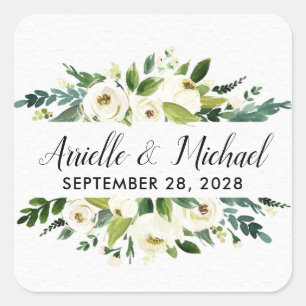 Vintage Floral Greenery Garden Wedding Favors Square Sticker