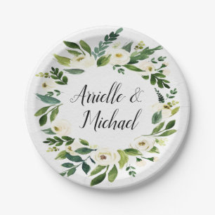 Vintage Floral Greenery Garden Wedding Plates