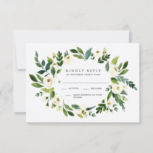 Vintage Floral Greenery Garden Wedding RSVP Cards