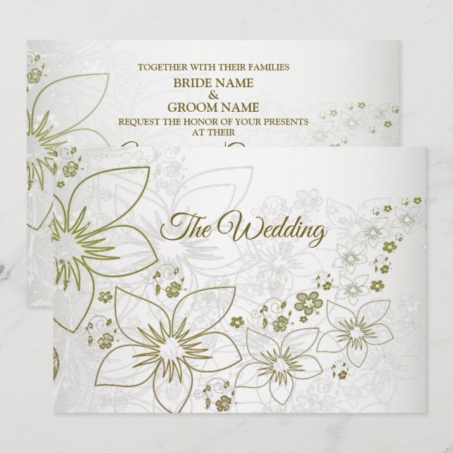 Vintage Floral Greenery Pattern Elegant Wedding Invitation (Front/Back)