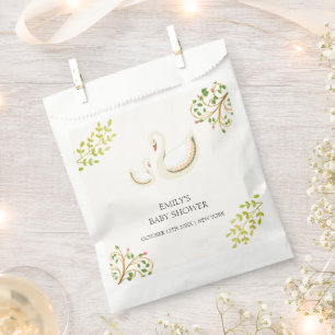Vintage Floral Greenery Swan Baby Shower  Favor Bag