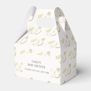 Vintage Floral Greenery Swan Baby Shower Favor Boxes