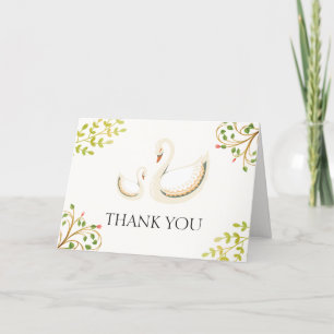 Vintage Floral Greenery Swan Baby Shower  Letterpress Thank You Card