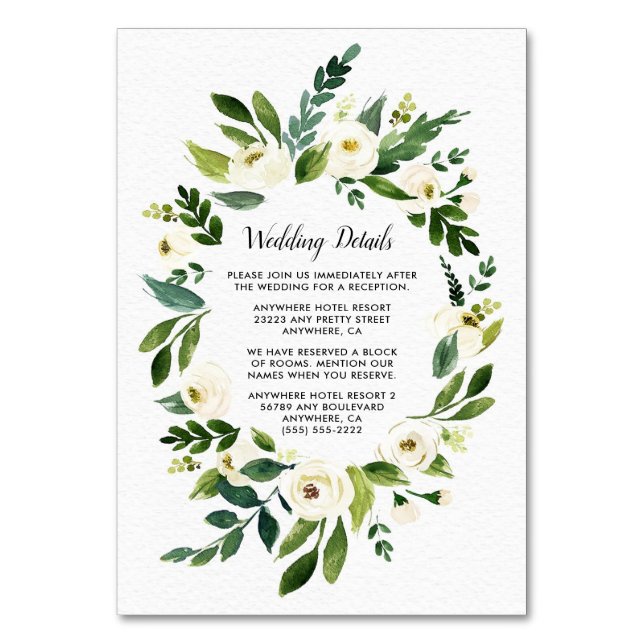 Vintage Floral Greenery Wedding Enclosure Cards (Front)