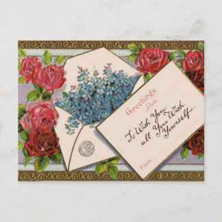Vintage Floral Greeting Postcard