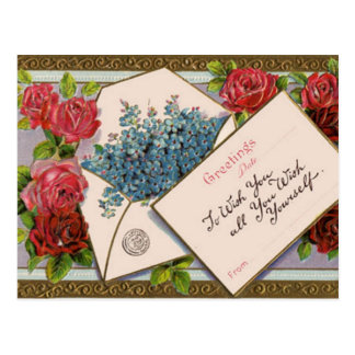 Vintage Floral Greeting Postcard