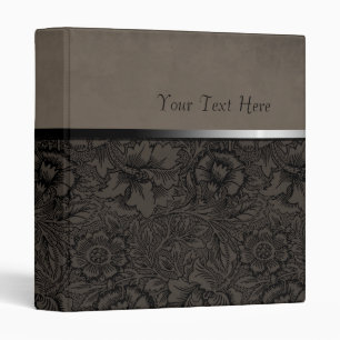 Vintage Floral Grey Suede Binder