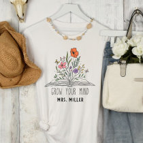 Vintage Floral Grow Your Mind Teacher T-Shirt