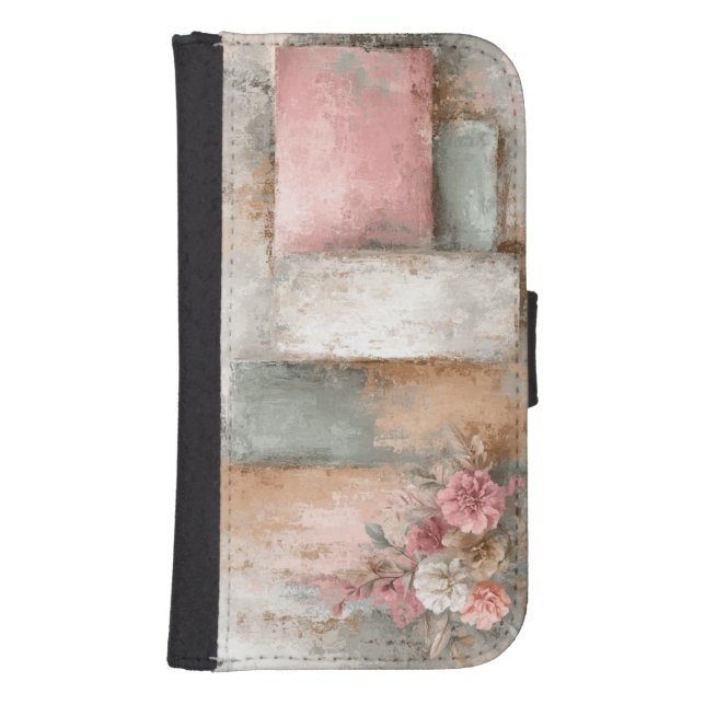 Vintage Floral Grunge Samsung Galaxy Wallet (Front)