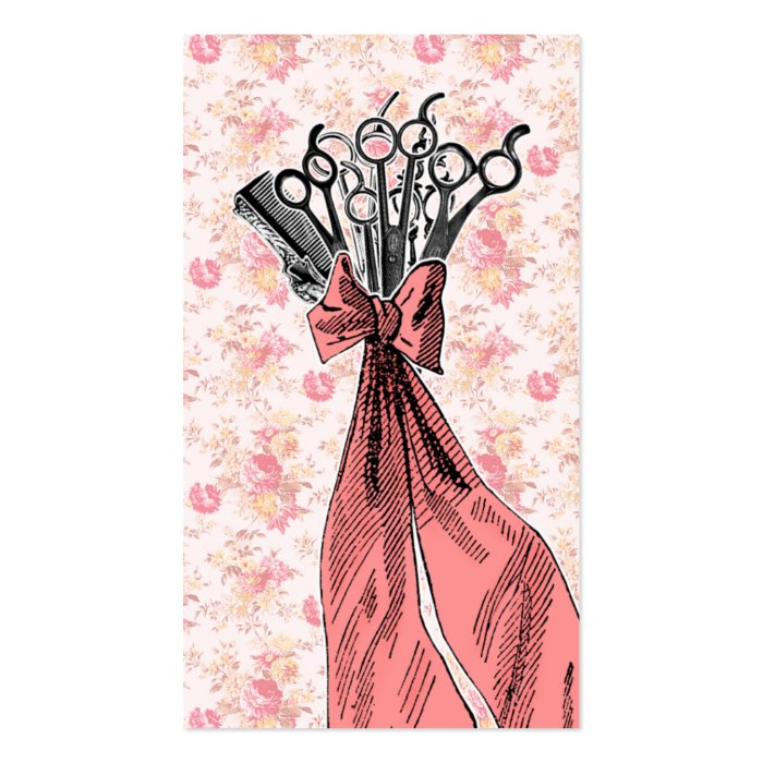 vintage floral hair stylist bouquet pink girly business card template