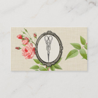 Vintage Floral Hair Stylist Shears Scissors Business Card