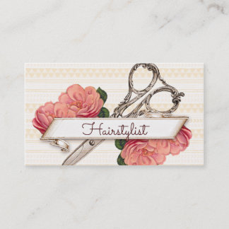 vintage floral hairstylist hair stylist pink girly appointment card