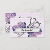 vintage floral hairstylist hair stylist purple appointment card (Front/Back)
