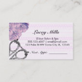 vintage floral hairstylist hair stylist purple appointment card (Back)