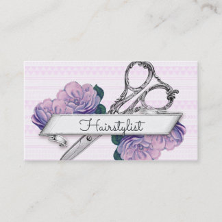 vintage floral hairstylist hair stylist purple appointment card