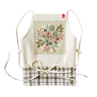 Vintage,floral,hand painted,water color,cute,girly zazzle HEART apron