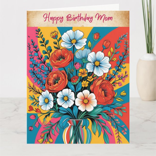 Vintage Floral Happy Birthday Card (Front)