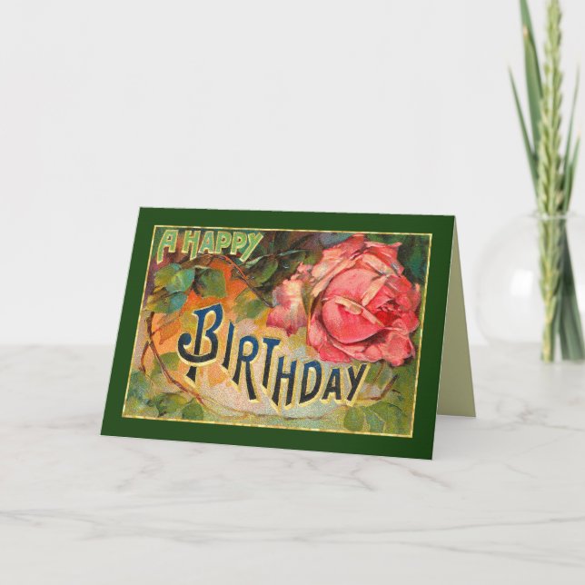 Vintage Floral Happy Birthday Card (Front)