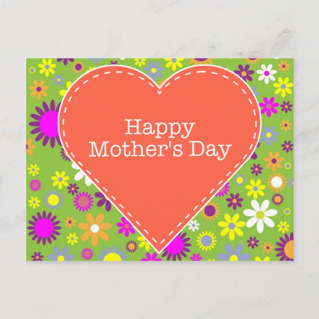 Vintage floral Happy Mother's Day Postcard (Front)