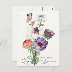 Vintage Floral Happy New Year Holiday Postcard