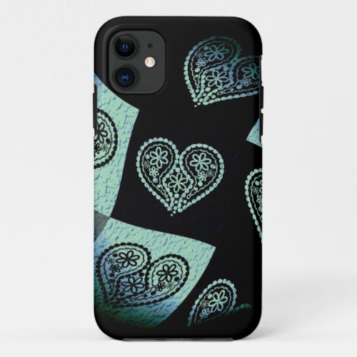 Vintage Floral heart art deco iphone case