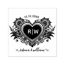 Vintage Floral Heart Monogram Save the Date 