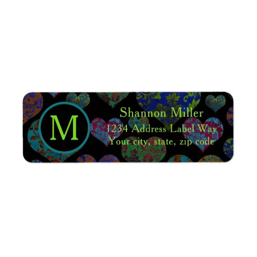 Vintage floral heart pattern return address label