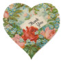 Vintage Floral Heart Thank You Heart Sticker