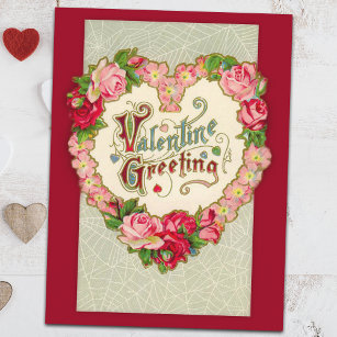 Vintage Floral Heart Valentine Postcard